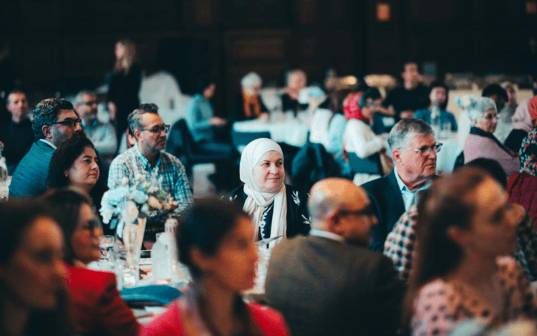 The University of Reading's Community Iftar event where tables looked toward a presentation